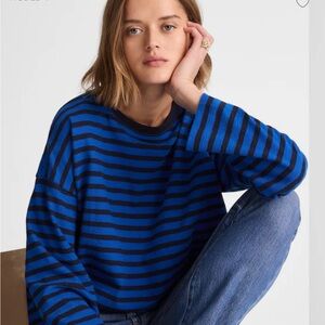 Blue and Black Striped Long Sleeve Shirt